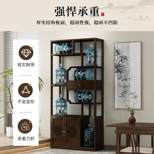 Sizhuge new Chinese style living room floor-standing ancient shelf Duobaoge tea tea room storage rack tea cabinet tea set display shelf combination style-3 piece set