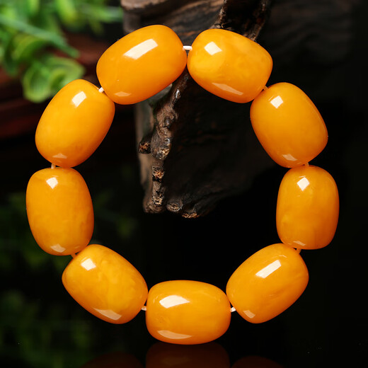 GOR Fat Donglai's same chicken fat yellow beeswax bracelet natural Polish old men's raw amber bracelet women's bucket style six (women's wheel beads) bead size 7*
