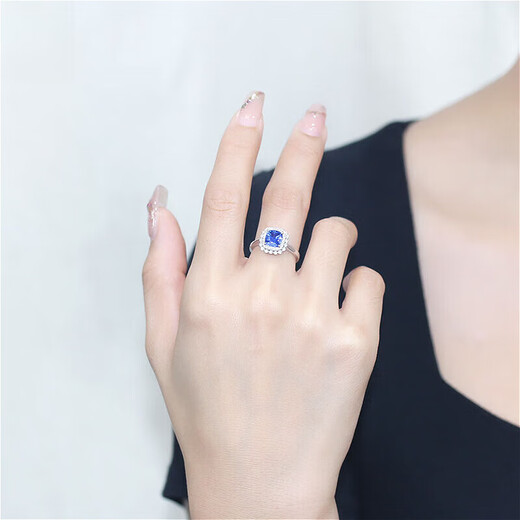 Haikai Ring Women's Blue Sapphire Ring Luxury Jewelry Chinese Valentine's Day Birthday Gift for Wife and Girlfriend Sapphire Diamond Ring (0.94 carat/18k gold)