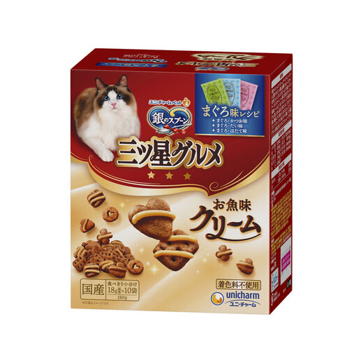 Du Lailin Japan's original imported silver spoon Samsung gourmet cream cat biscuit crispy silver spoon cat food hair ball snack cream biscuit 15-year-old cat tuna + bonito 1 1 box