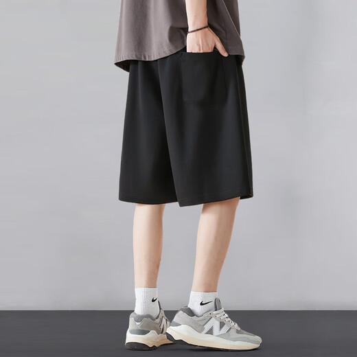 NASA GISS shorts men's summer casual shorts men's loose sports basketball pants versatile beach pants black 5XL