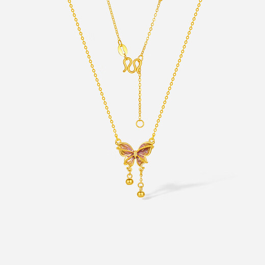 Saturday Fortune Enamel Butterfly Gold Necklace Women's Pendant Birthday Gift Price A0613626 Approximately 3.76g 40+5cm