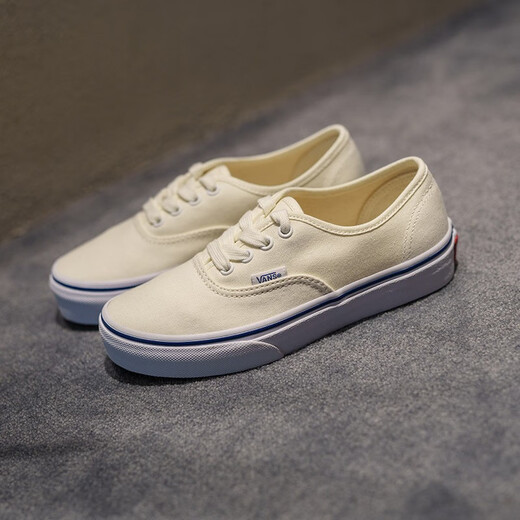 VANS Vans children's shoes official Authentic fresh white shoes blue and white contrast medium and large children's canvas shoes white size 33 actual measured inner length 20.8cm