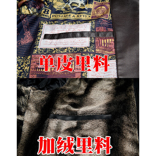 Luo Meng leather jacket men's autumn and winter velvet thickened leather jacket men's middle-aged and elderly dad's jacket black velvet 2XL (185)