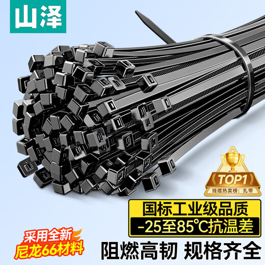 山泽 自锁式尼龙扎带小号2.5*100mm 电脑装机 理线带束线捆扎愿意固定绑带 黑色约100根/袋HZD-12
