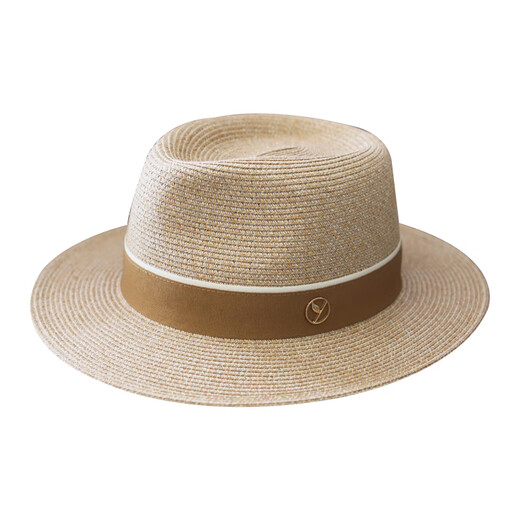 Rogosky counter trendy brand new spring and summer top hat for men and women, Panama straw hat, sun protection beach hat, jazz hat, light luxury original, off-white, L size, large head circumference (58-61cm), additionally equipped with windproof rope