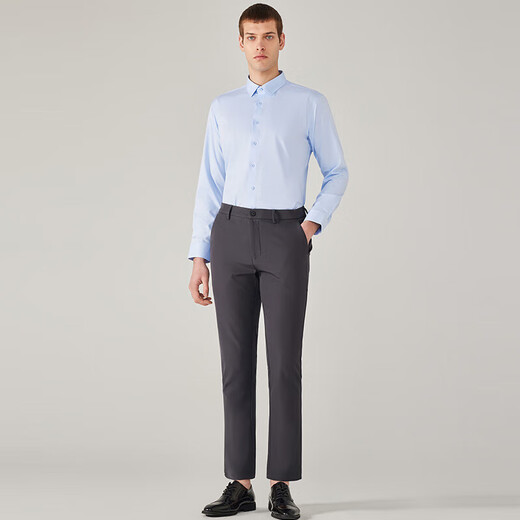 ROMON solid color business professional formal wear men's white shirt work jacket long-sleeved shirt men CS108 white 2XL