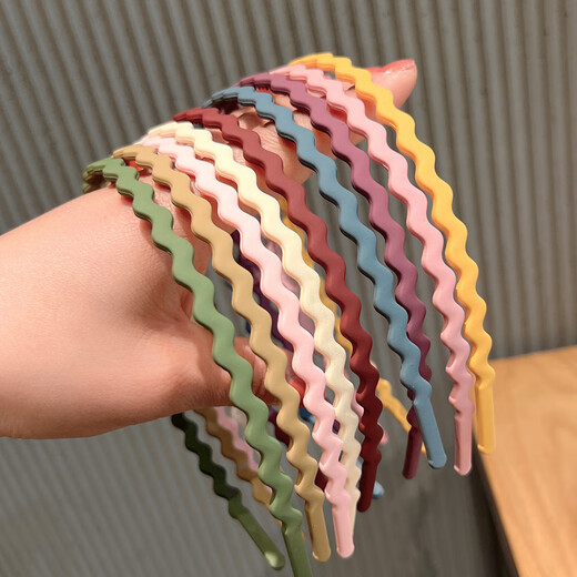 Early frosted wavy thin hair hoop for women's summer all-match bangs hairpin Korean style high skull face hoop hair headband hair accessories black