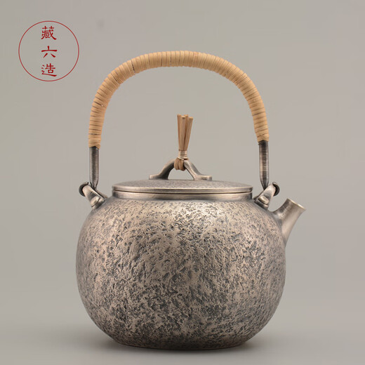 Zangliuzao silver pot with caviar pattern Japanese pure handmade sterling silver kettle household tea set sterling silver 999 boiling water silver tea pot medium caviar pattern silver pot 900ml