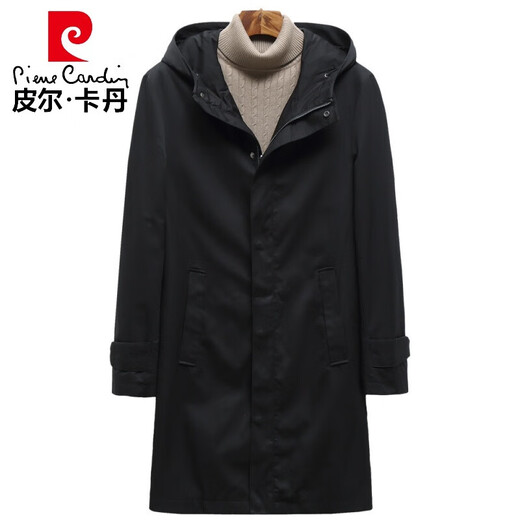 Мужская ветровка Pierre Cardin средней длины 2026, новинка весны и осени, модная красивая весенне-осенняя куртка, свободная британская куртка большого размера, черная 2XL 185