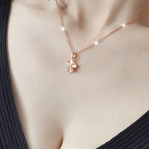 Fasifan light luxury four-leaf clover necklace women's fashion jewelry anniversary Valentine's Day birthday gift for girlfriend and wife four-leaf clover necklace white gold SF same-day delivery