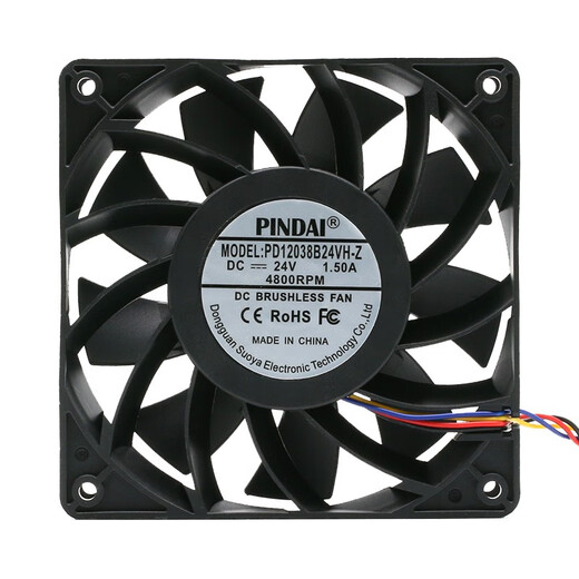 品代（PINDAI）高转速暴力增压12038 12CM12V/24V/48V服务器工业散热风扇PWM 12V 4000转【默认4线】