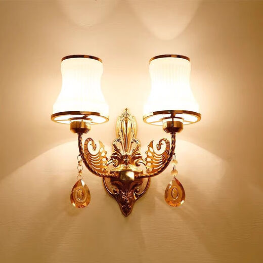 Yaotian bedside lamp bedroom home wall lamp wall-mounted staircase master bedroom aisle modern simple creative LED lamp 6002 silver double head warm light