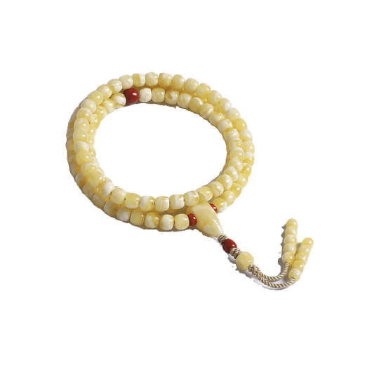 Fat Donglai's same style white flower beeswax bracelet made of Russian material 108 pieces purely handmade multi-circle cultural toy gift for men and women Old type white flower wax 108 pieces Style 1 6.5mm Purely handmade丨