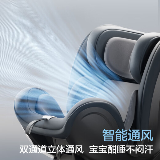 Two Rabbits Qiuzhi Pro Intelligent Ventilation and Heating 0-8 Years Old Baby Child Safety Seat for Cars 360 Rotation Elf APP Qiuzhi Pro-Ji Kong Black