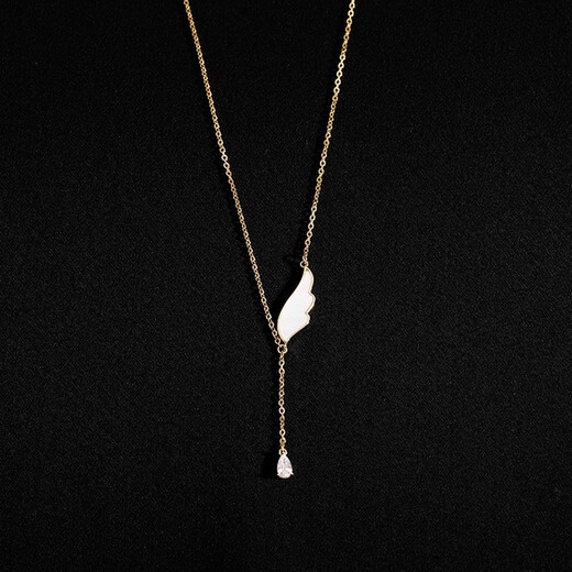 Farcoko Necklace Women's Small Wings Pendant Angel Wings Clavicle Chain New Birthday Gift for Girlfriend and Wife Rose Gold Chain Length 41.5cm+4cm