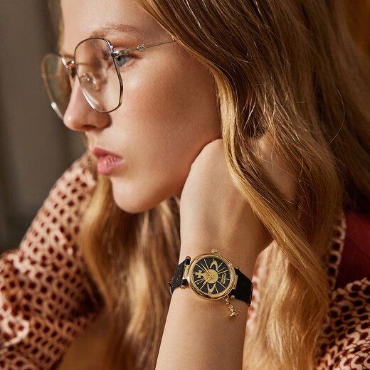 Vivienne Westwood Queen Mother Watch Women's Genuine Leather Girl Birthday Gift for Girlfriend Christmas Gift New Year's Eve VV006BKGD