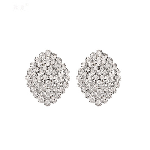 Jiaoxia Oval Earrings for Women New Trendy Temperament Simple Design Light Luxury Gift Full Ear Button Earrings Silver Earrings