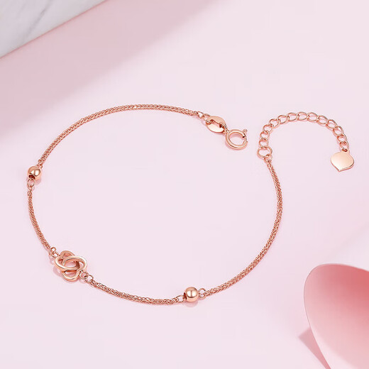 Saturday blessing 18K gold bracelet women's love double ring gold bracelet birthday gift KI077746 about 16+3cm