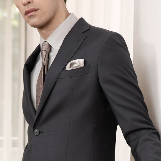 VICUTU men's suit jacket, comfortable wool fabric, versatile suit jacket for business commuting, suit 175B or 78 pants, gray and black suit