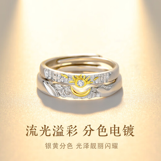 Zhen Shang Yin China Gold Authorized Couple Ring Silver Ring Birthday Wedding Anniversary Gift for Girlfriend and Wife S925