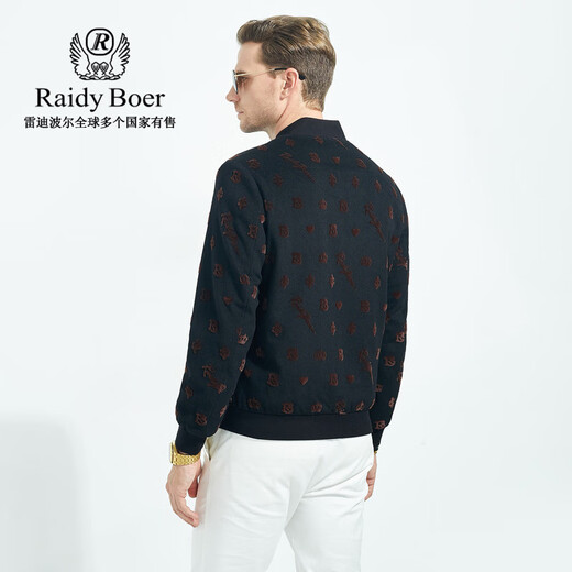 Raidy Boer/Raidi Boer woolen men's autumn and winter flocked presbyopic jacket 3012-79 black flower 175/50/L