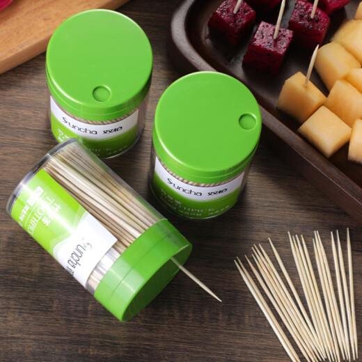 Double gun disposable bamboo toothpick holder 500 pieces canned household toothpicks (new and old are shipped randomly)