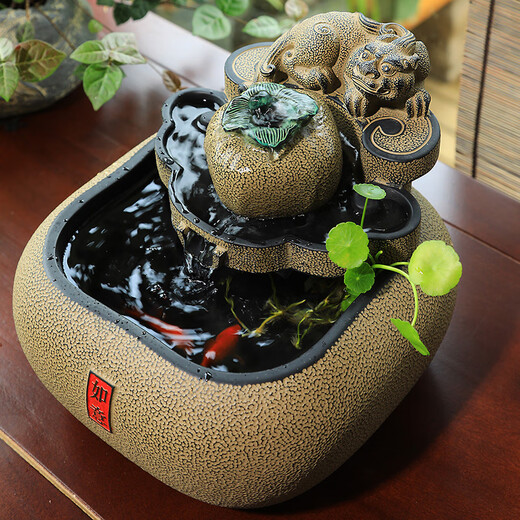 Hanyuntang Chinese-style living room tea room desktop flowing water ornaments circulating water office water system landscape decoration gifts S179-1 Shishi Ruyi desktop flowing water type A