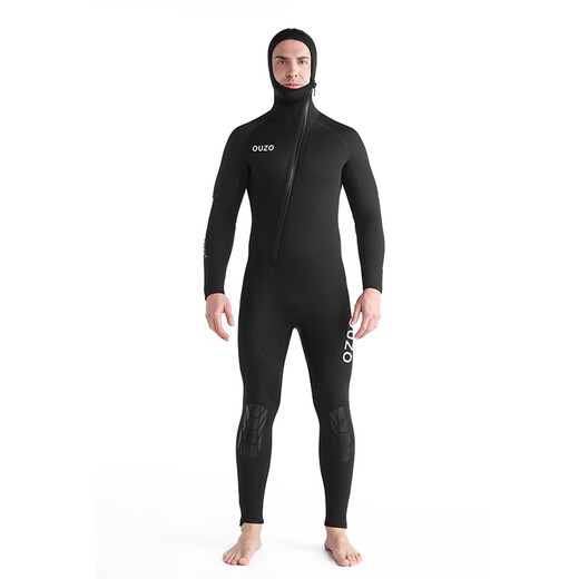 YEXIZE1.5/3/5/7mm wetsuit for men and women one-piece hooded thickened cold-proof thermal clothing surfing suit snorkeling suit 5mm men's long-sleeved one-piece toe cap/front zipper L