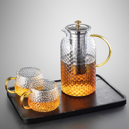 Gaoming (gaoming) extra large capacity thickened glass teapot heat-resistant built-in filter explosion-proof teapot open flame household tea making set 1800ml meter high teapot