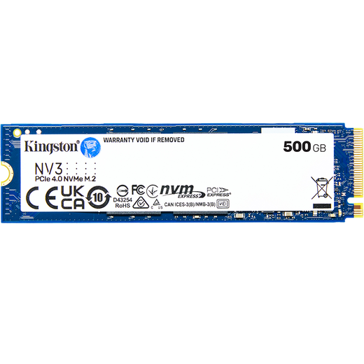 金士顿（Kingston）SSD固态硬盘M.2(NVMe PCIe 4.0×4)台式机笔记本固态硬盘电脑配件 NV3 500/512G PCIe4.0