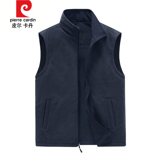 Pierre Cardin Autumn and Winter Reversible Vest Men's Outdoor Sports Fleece Vest Polar Fleece Waistcoat Warm Vest Sleeveless Jacket Black 2XL Recommended/150-165Jin Jin equals 0.5kg