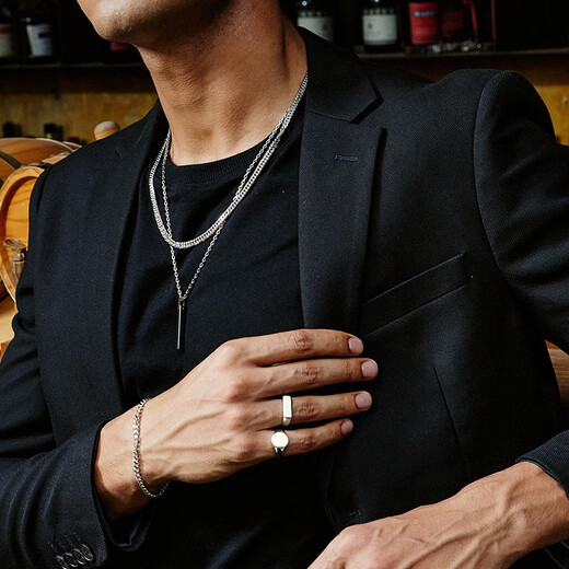 IDEAGEMER 925 silver gentleman's ring men's light luxury niche high-end European and American style handsome and versatile boys' ring tail ring trendy gentleman's ring Hong Kong No. 23