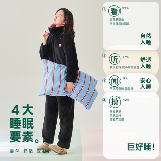 Anzhiban Companion Anti-static Couple Pajamas Spring and Autumn Snowflake Velvet Casual Fashion Contrast Color Men's and Women's Home Clothing Space Gray (Female) L