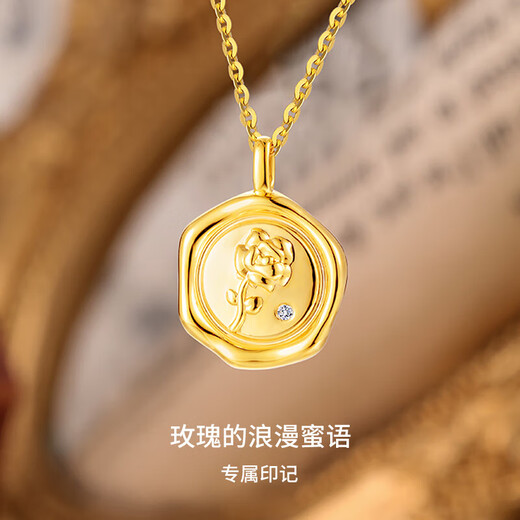 Chiba Jewelry 18K Gold Diamond Pendant Rose Flower Circle Pendant Fashion Versatile Accessories Birthday Gift for Women
