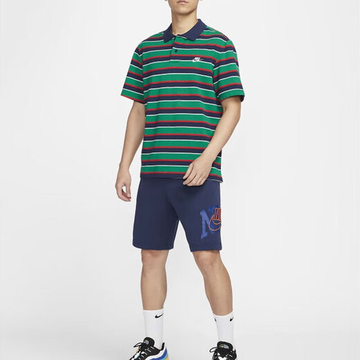 耐克（NIKE）短袖男装2025夏季新款健身训练运动服时尚翻领POLO衫透气休闲T恤 FN3897-410蓝绿条纹 XL