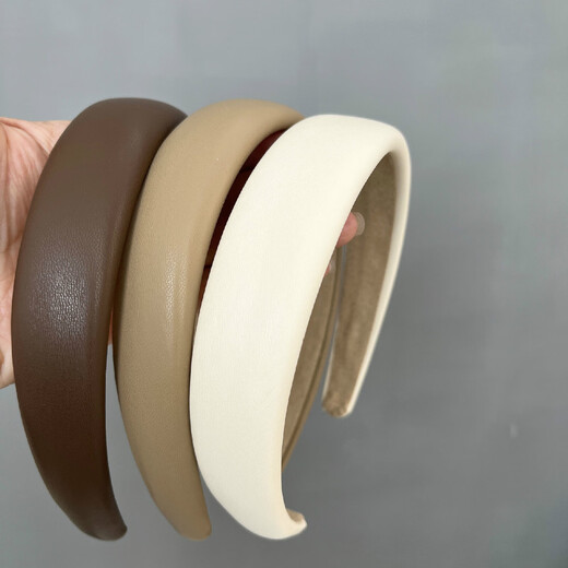 Korean version of the same retro soft leather sponge headband to increase the top of the head and temperament for going out, women's black