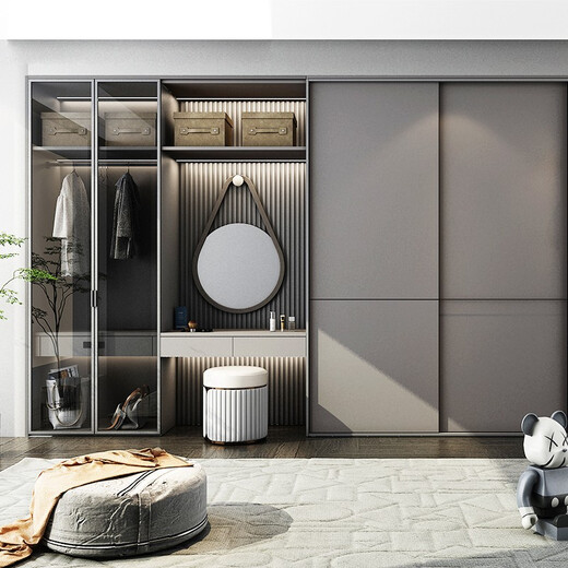 Zhibang Wardrobe Whole House Custom Wardrobe Bedroom Wardrobe Sliding Door Large Wardrobe Integrated Wardrobe Cloakroom Fantasy 8.5 Projection Square Custom Wardrobe Package