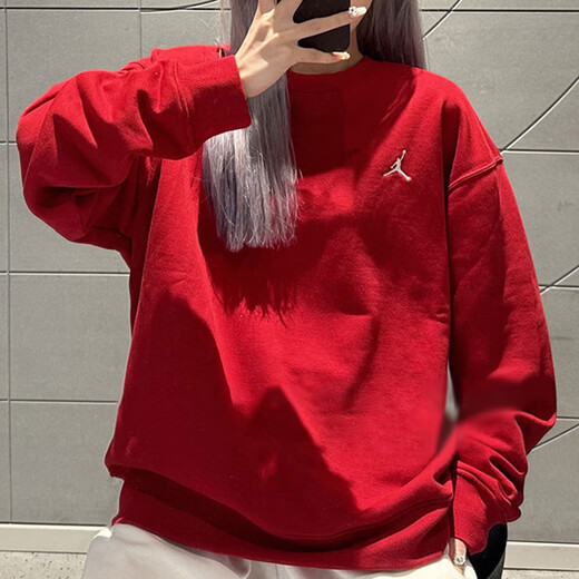 耐克卫衣男士秋冬季新款JORDAN健身运动服圆领休闲外套保暖套头衫 FQ1865-687红色 L