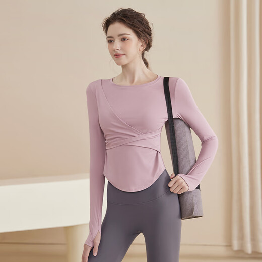 LULULOMDDW Yoga Wear Women's Autumn and Winter 2024 New Sports Top Long Sleeve Running Fitness Tight Pilates Training Wear Set Purple Top M Recommended Size 100-115Jin Jin is equal to 0.5 kg