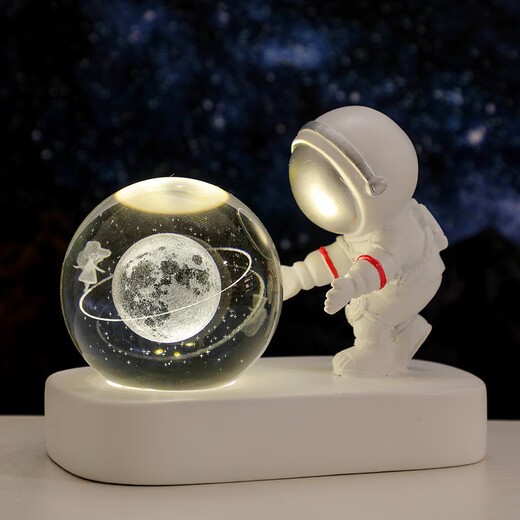 Fascini Astronaut Night Light Little Prince Crystal Ball Luminous Base Desktop Ornament Birthday Gift Beloved Astronaut-Star Walking Gift Box