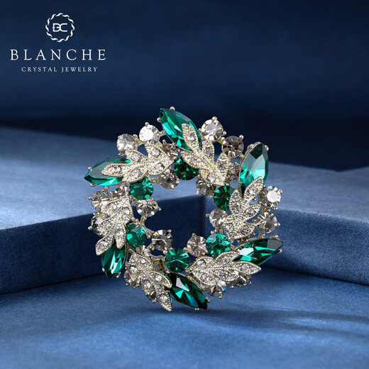 Blanche (Blanche) Goddess Gift Bauhinia Brooch Women's Light Luxurious Temperament Crystal Corsage Generous Versatile Pin Teacher's Day Gift Emerald