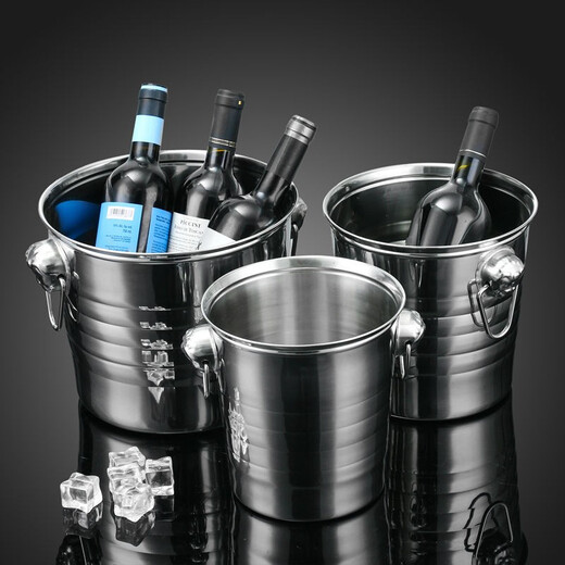 Xunliba double-layer stainless steel ice bucket household portable ice bucket champagne bucket red wine ice wine bucket ice bucket hotel room ice bucket with water barrier 1L with ice clip