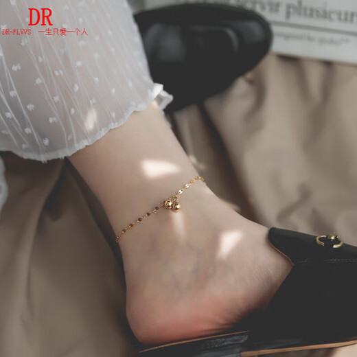 Fat Donglai's same style 18K gold anklet for women with double bells AU750 rose gold that will ring enough K gold double bell anklet
