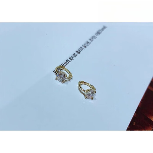 Fat Donglai same style K gold mini earrings Korean fashion 14k 10 gold ear bone ring ear single