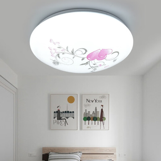 Micro-LED ceiling lamp round remote control atmospheric living room lamp modern simple bedroom lamp balcony lamp restaurant lighting 40 cm in diameter white light 48 watts Camellia style