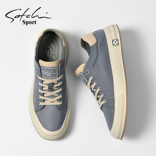 Sachi men's shoes autumn and winter new sneakers men's business casual shoes retro trendy fashion canvas shoes for men gray 41 (255mm) leather shoe size