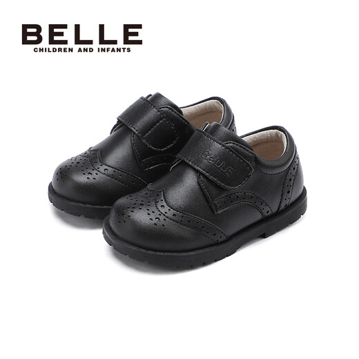Belle Children's Shoes Toddler Leather Shoes Spring and Summer Boys Black Student Shoes 2-4 Years Old Baby Soft Soled Shoes Children's Performance Shoes Black 15 Reference Foot Length 145mm