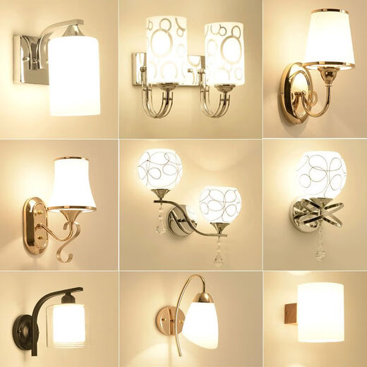 Yaotian bedside lamp bedroom home wall lamp wall-mounted staircase master bedroom aisle modern simple creative LED lamp 6002 silver double head warm light