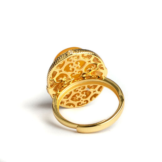 Her generation-old beeswax open ring S925 silver national fashion jewelry birthday gift for mother and mother-in-law 14*19MM (869178) One thing, one certificate